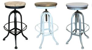 Recycled Elm and Iron Stool DL010