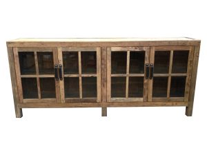 Natural Recycled Elm Sideboard with 4 Glass Doors DL026N