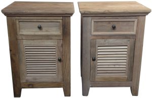 Recycled Elm Louvre Bedside Cabinet DS050