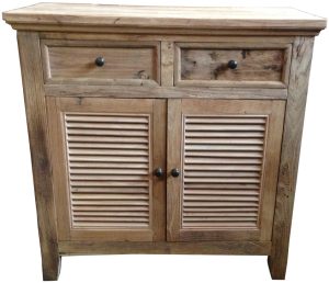 Recycled Elm Louvre 2 Door 2 Drawer Cabinet DS090