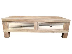 Recycled Elm Louvre 2 Drawer Coffee Table DS135