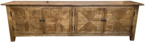 Recycled Elm Parquetry TV Unit 4-Doors PX019