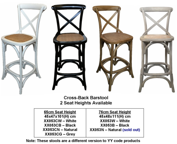 Cross back discount bar stools 65cm