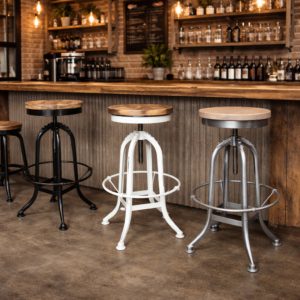 Recycled Elm and Iron Stool DL010