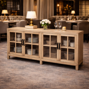 Natural Recycled Elm Sideboard with 4 Glass Doors DL026N