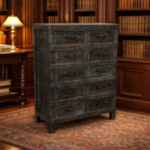 Blackwash Recycled Elm 10 Drawer Chest of Drawers DL027