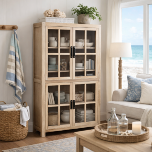 Recycled Elm Cabinet with Glass Doors DL080