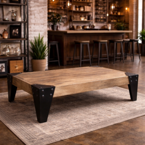 Recycled Elm and Iron Legs Coffee Table DL130/DL160
