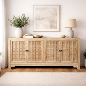 Chinese Antique Reproduction 4 Door Buffet with Lattice Doors M17