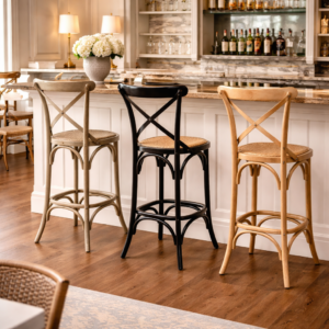 Cross Back Bar Stool Grey/Black/Natural YY053 XX053