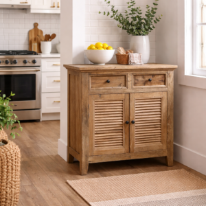 Recycled Elm Louvre 2 Door 2 Drawer Cabinet DS090