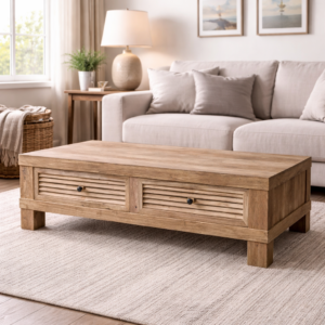 Recycled Elm Louvre 2 Drawer Coffee Table DS135