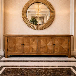 Recycled Elm Parquetry TV Unit 4-Doors PX019