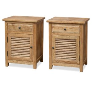 Oak Louvre Bedside Cabinet XW050