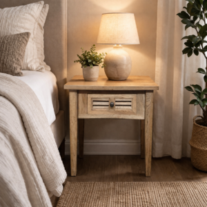 Oak Louvre Lamp Table XW055